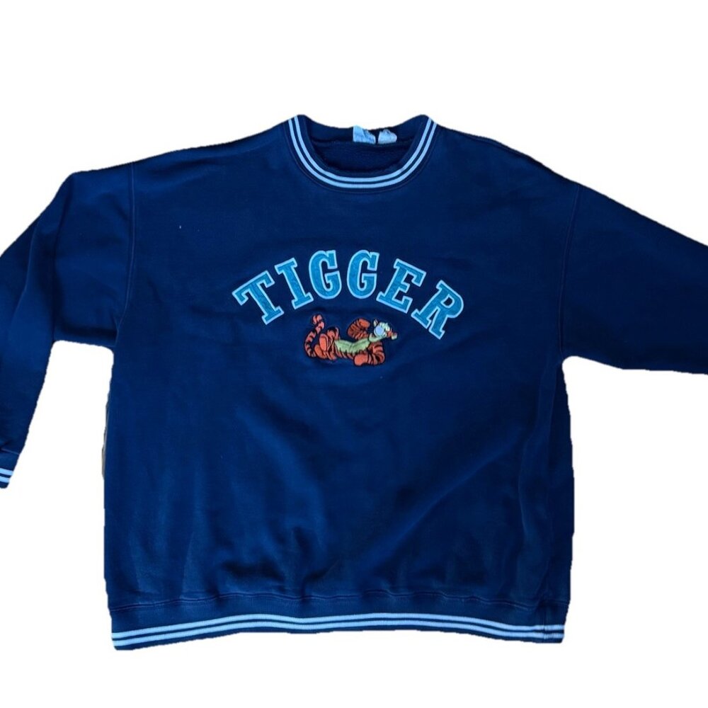 Disney Tigger Front Embroidered Graphic Sweatshirt XL Made In USA Pullover VTG